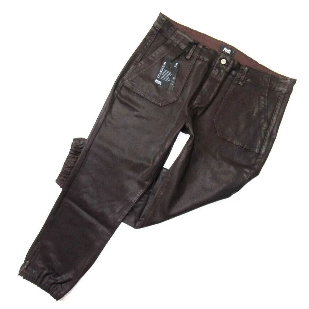 NWT Paige Mayslie Jogger in Chicory Coffee Luxe Coated Transcend Stretch Jean 34